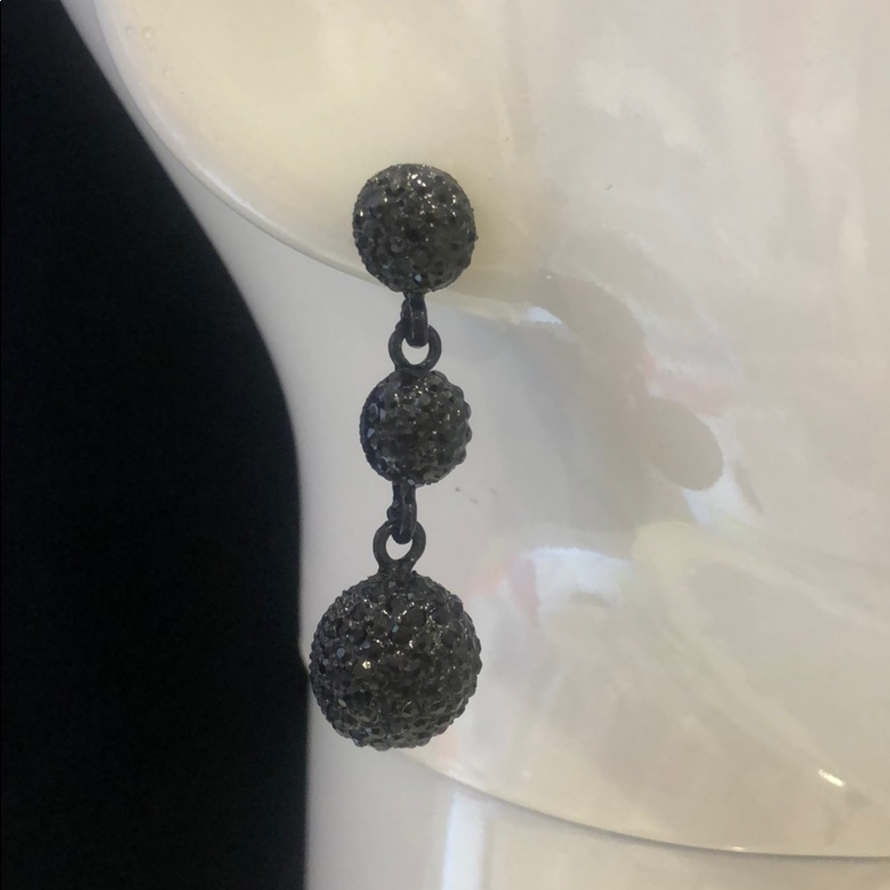 Exquisite Jet Black Crystal Hi-End Triple Drop Earrings-Boutique